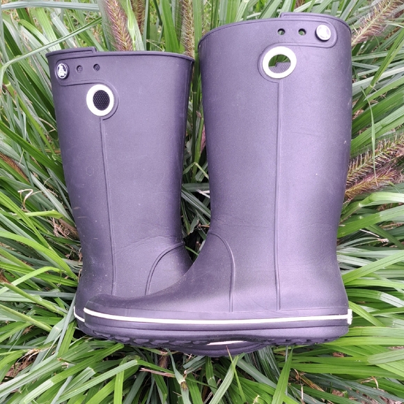 CROCS Crocband Jaunt Women’s US Size 7Black Boot 11" shaft Style 10970 - Picture 1 of 6